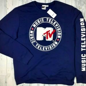 NWT MTV Music Television Men's XL Long Sleeve Graphic T-Shirt Embroidered NEW